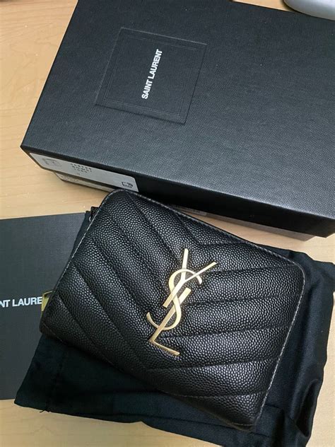 ysl monogram compact zip around wallet review|YSL monogram wallet price.